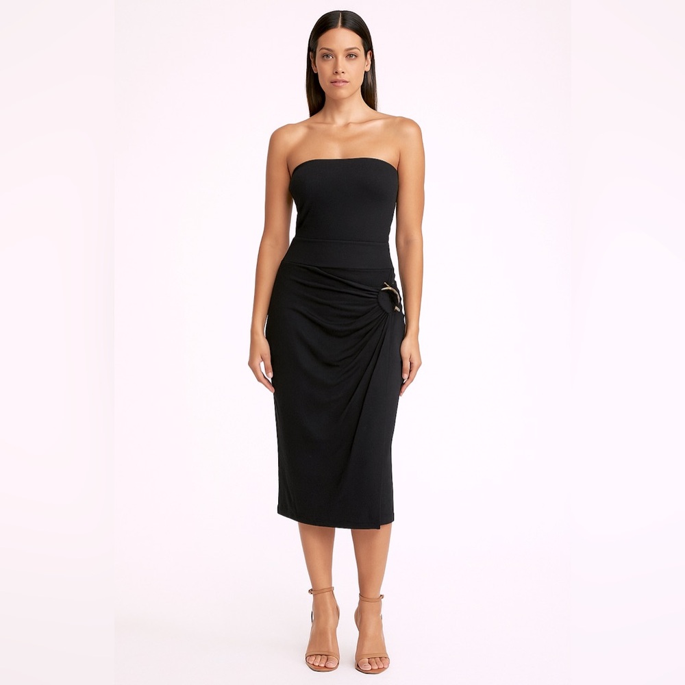 Roberto Cavalli Italian Faux Wrap Wool Blend Gold‎ Hardware Detail Midi Skirt 10